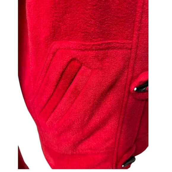 Dressbarn L Red Fleece Toggle Jacket Stand Collar Cozy Winter Button Front Coat - Picture 7 of 11